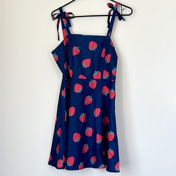 Strawberry Print Knot Cami Dress - Size: Medium - Picture 1 of 6